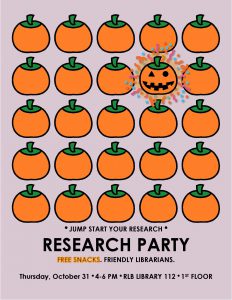 Research PArty Flyer with a bright pumpkin