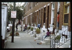 Photograph of 1800 block of North Collington Avenue, Baltimore MD, August 1985. From the North Avenue (NA) Collection, at the UB Special Collections & Archives