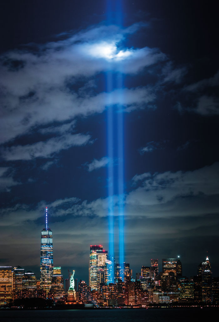 lights over the World Trade Center Memorial