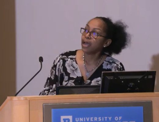 Image of Phaedra Stewart during the real estate pitch competition
