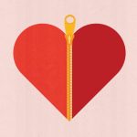 Heart with a zipper bisecting it