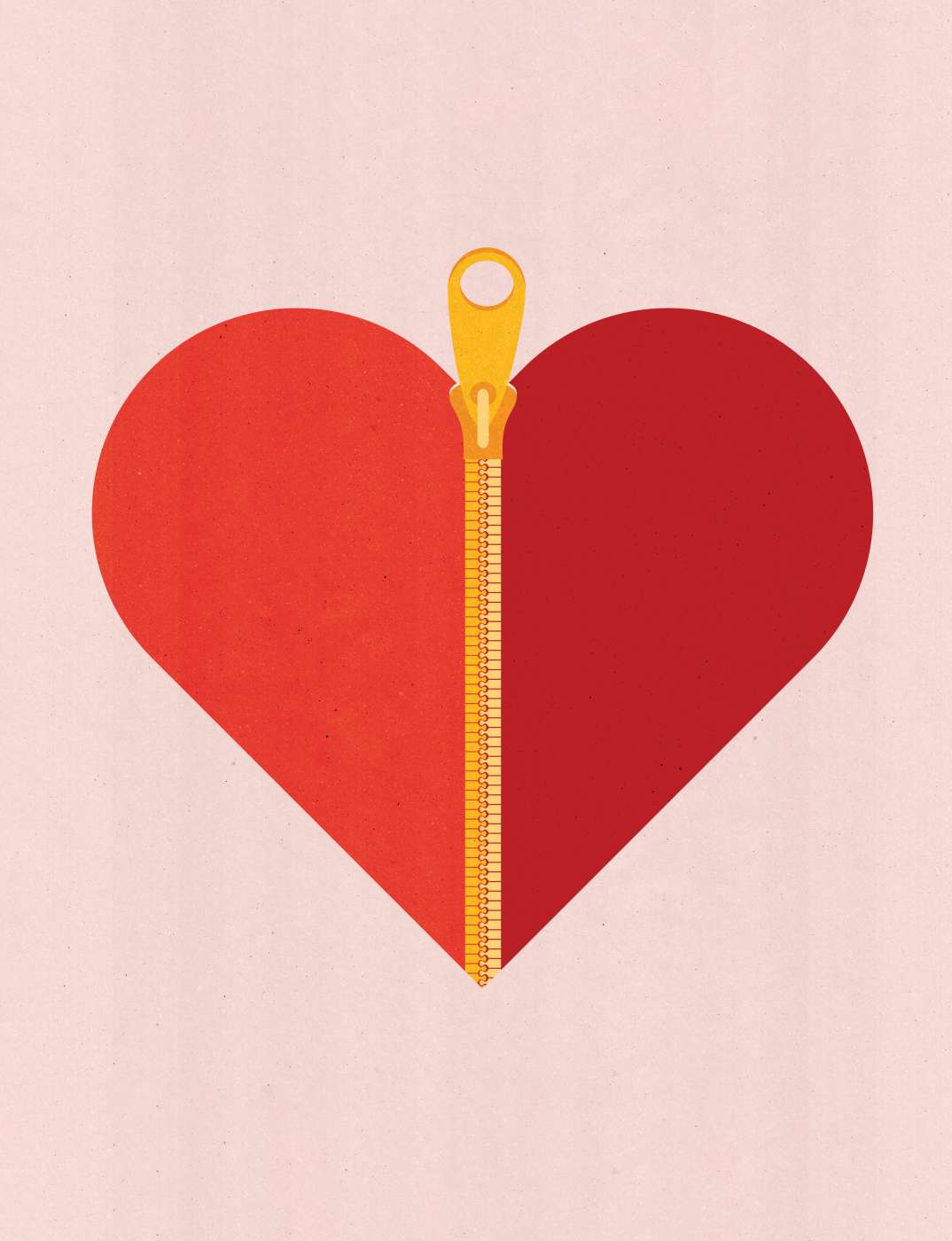 Heart with a zipper bisecting it
